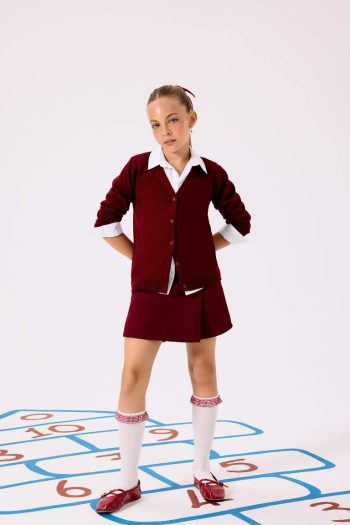 Girls' V-Neck Button-Up School Cardigan