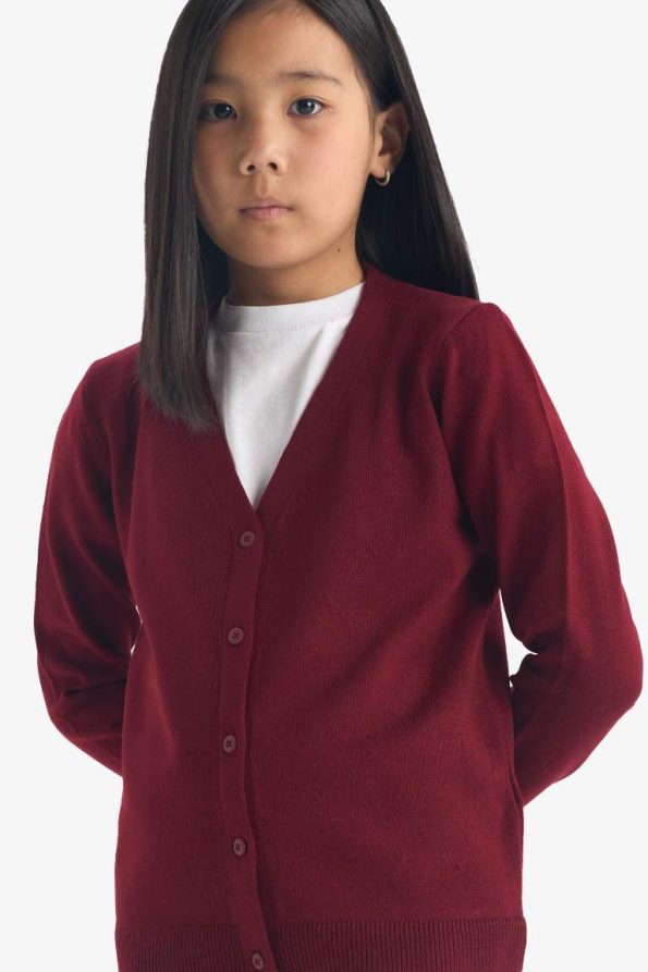 Girls' V-Neck Button-Up School Cardigan