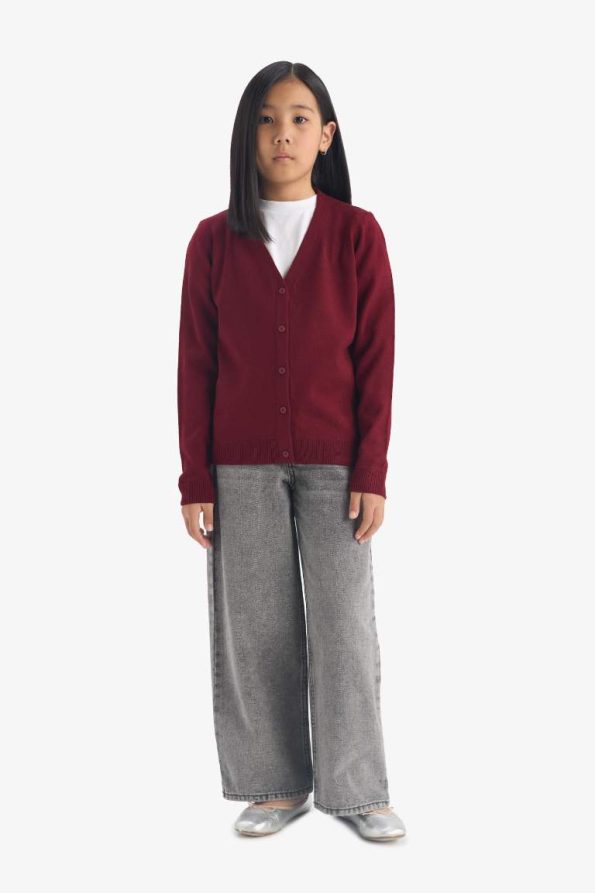 Girls' V-Neck Button-Up School Cardigan