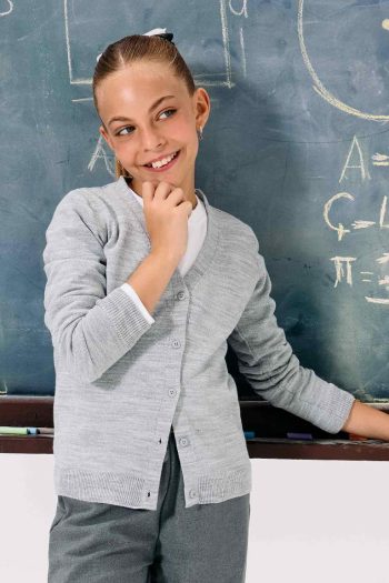 Girls' V-Neck Button-Up School Cardigan