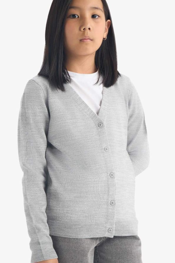 Girls' V-Neck Button-Up School Cardigan
