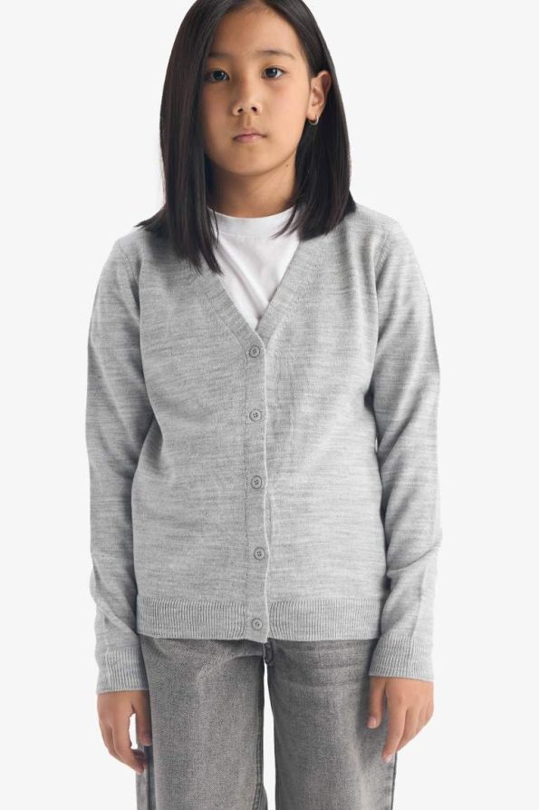 Girls' V-Neck Button-Up School Cardigan