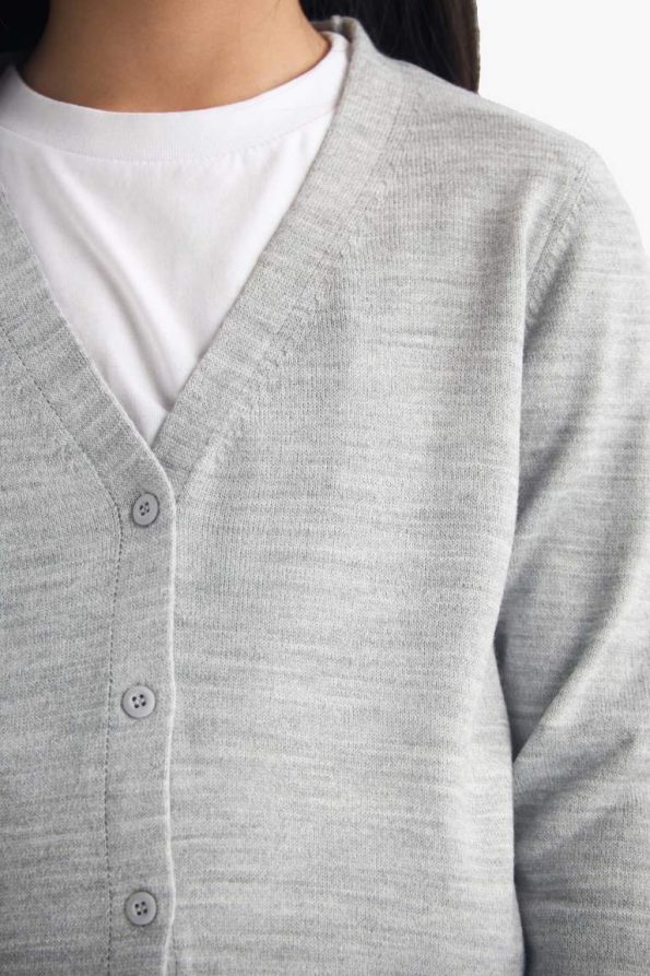 Girls' V-Neck Button-Up School Cardigan