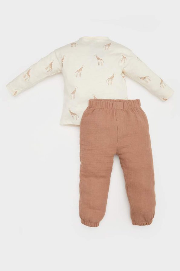 Boys' 2-Piece Set with Long Sleeve Top and Elastic Waist Pants