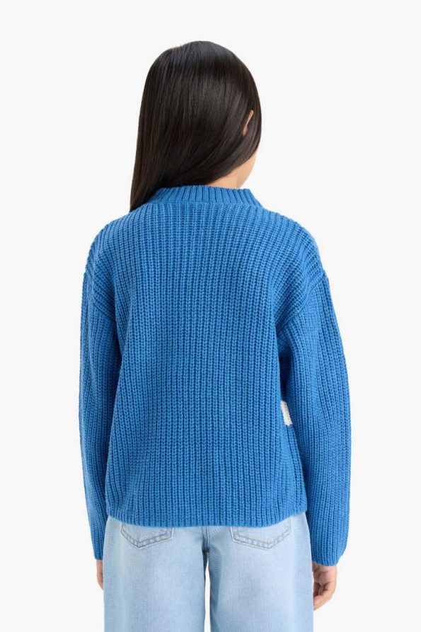 Girls' Standard Fit Striped Knit Sweater