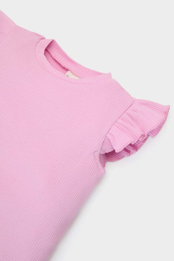Girls' Baby Crinkle Viscose 2-Piece Set with Short Sleeve T-Shirt and Elastic Waist Floral Pants