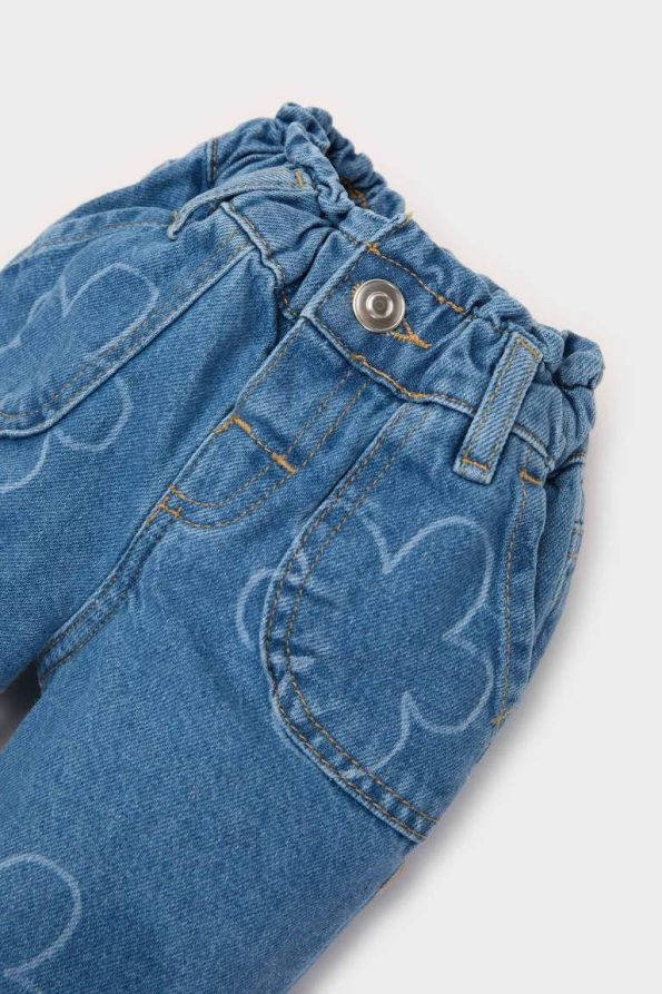 Girls' Floral Paperbag Jean Pants