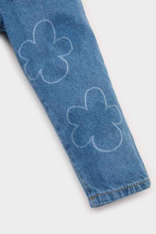 Girls' Floral Paperbag Jean Pants