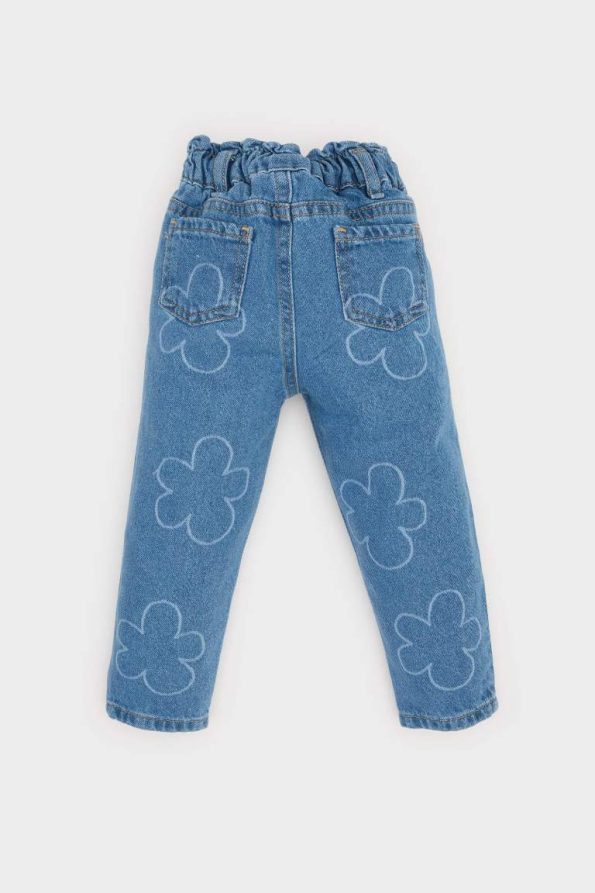 Girls' Floral Paperbag Jean Pants