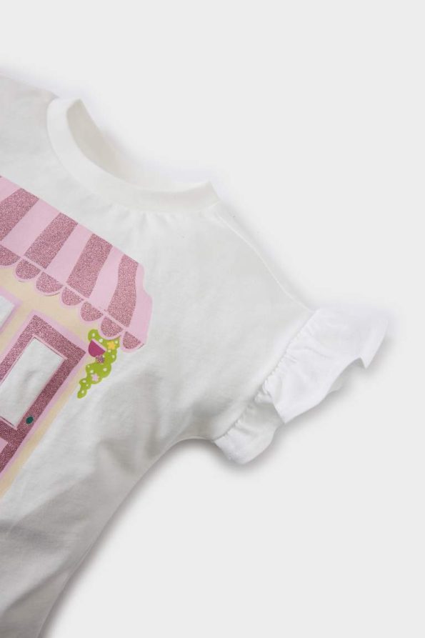 Girls' Short Sleeve Printed Crew Neck T-Shirt