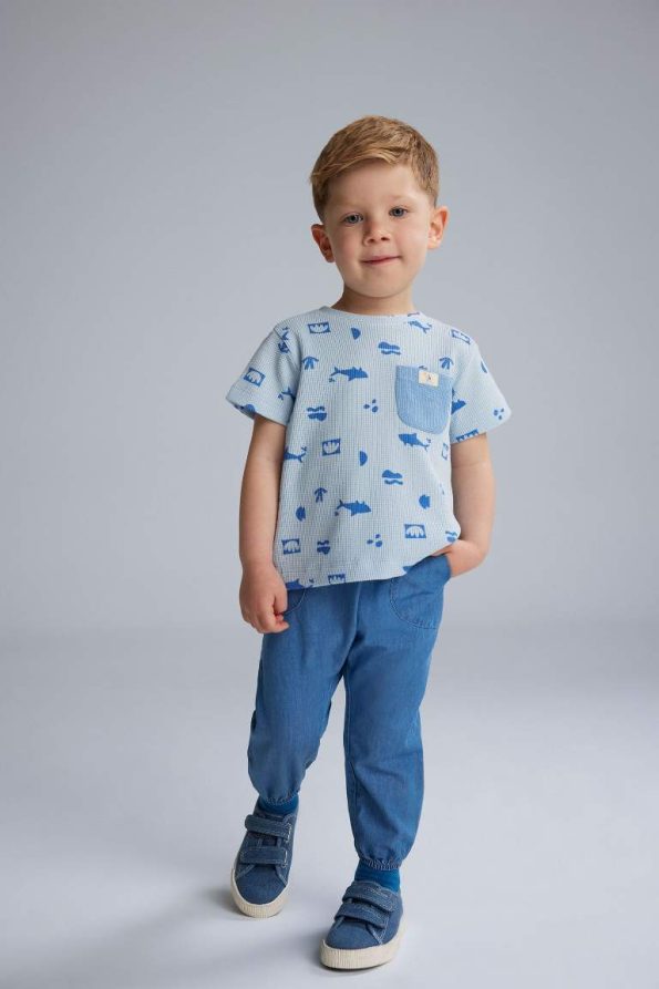 Boys' Two-Piece Printed Short Sleeve T-Shirt and Jean Pants Set