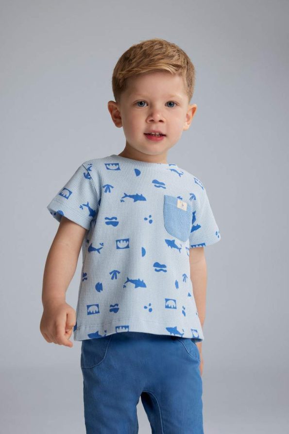 Boys' Two-Piece Printed Short Sleeve T-Shirt and Jean Pants Set