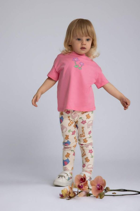 Girls' Animal Print Ribbed Jersey Pants