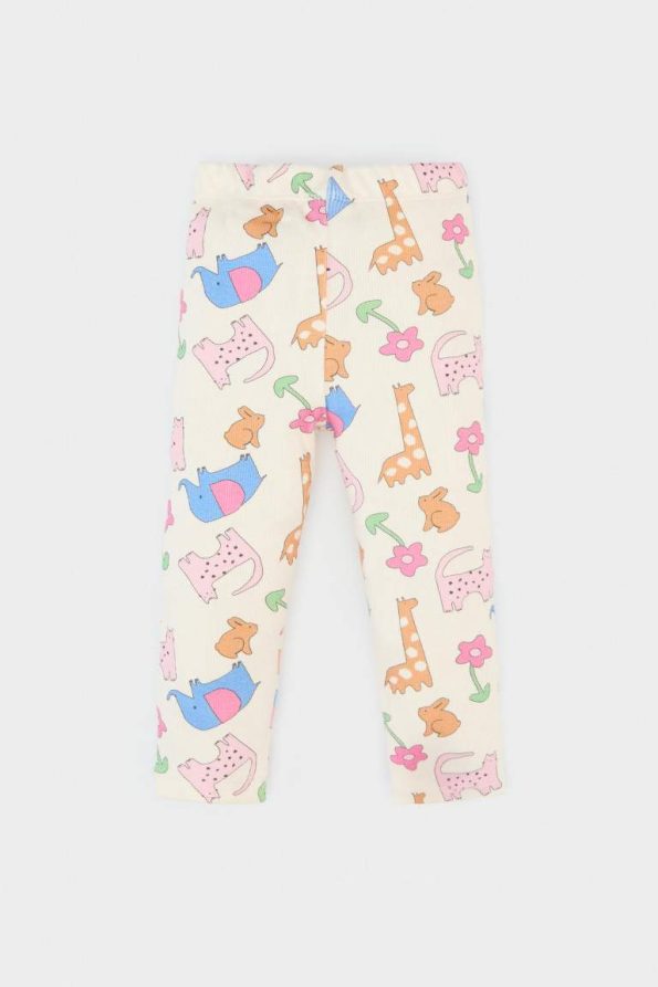 Girls' Animal Print Ribbed Jersey Pants