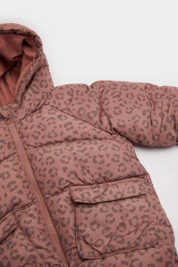 Girls' Waterproof Windproof Hooded Printed Puffer Jacket