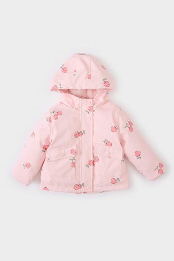 Girls' Waterproof Windbreaker Hooded Jacket with Snap Pockets