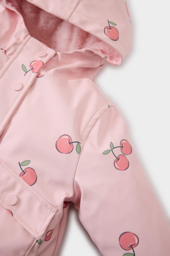 Girls' Waterproof Windbreaker Hooded Jacket with Snap Pockets