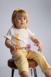 Girls' Baby 3-Piece Set Ribbed Jersey Printed Short Sleeve T-Shirt with Elastic Waist Bottom and Headband