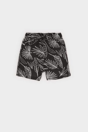 Boys' 2-Piece Set with Patterned Flannel Short Sleeve Shirt and Elastic Waist Shorts