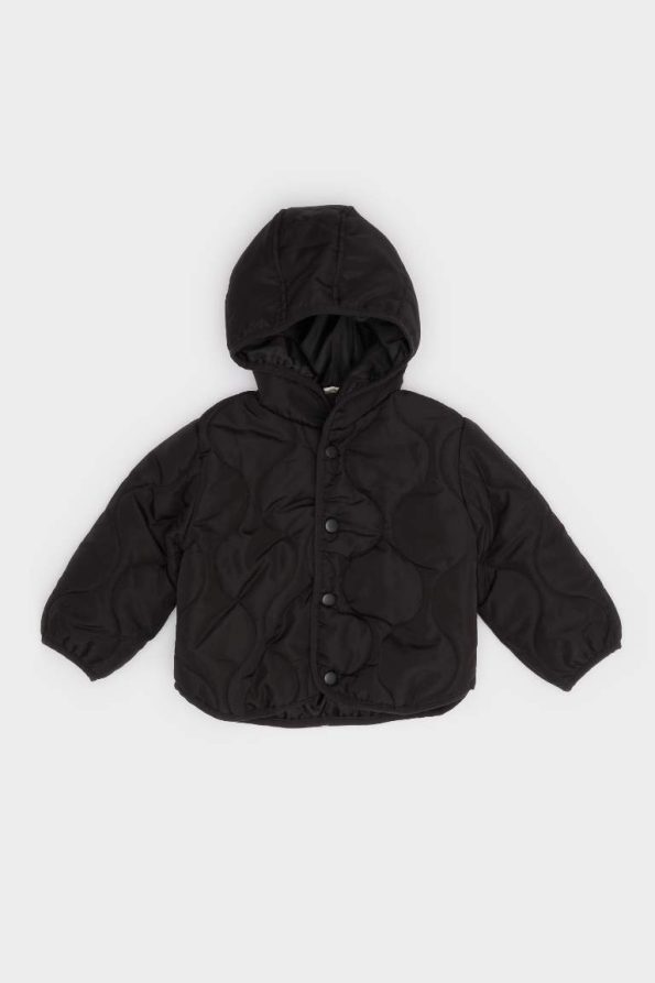 Boys' Waterproof Hooded Snaps Quilted Jacket