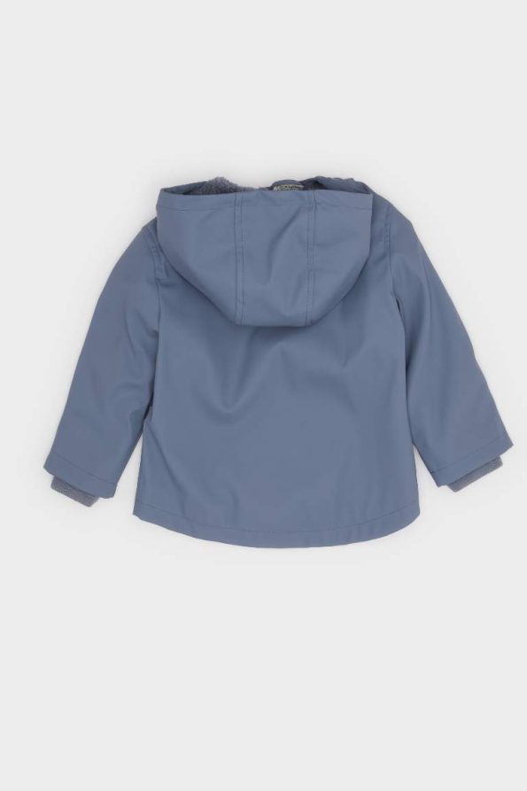 Boys' Waterproof Ribbed Sleeve Hooded Snaps Functional Pocket Jacket