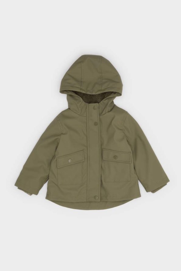 Boys' Waterproof Hooded Snaps Functional Pocket Jacket