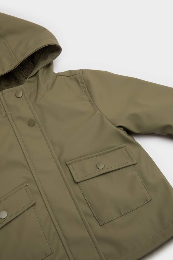 Boys' Waterproof Hooded Snaps Functional Pocket Jacket