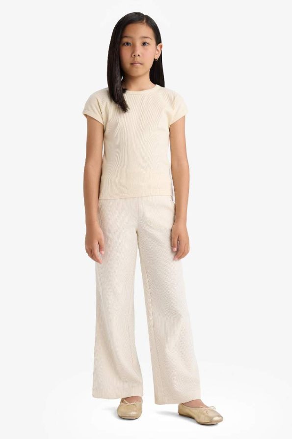 Girls' Wide Leg Waffle Pocket Pants