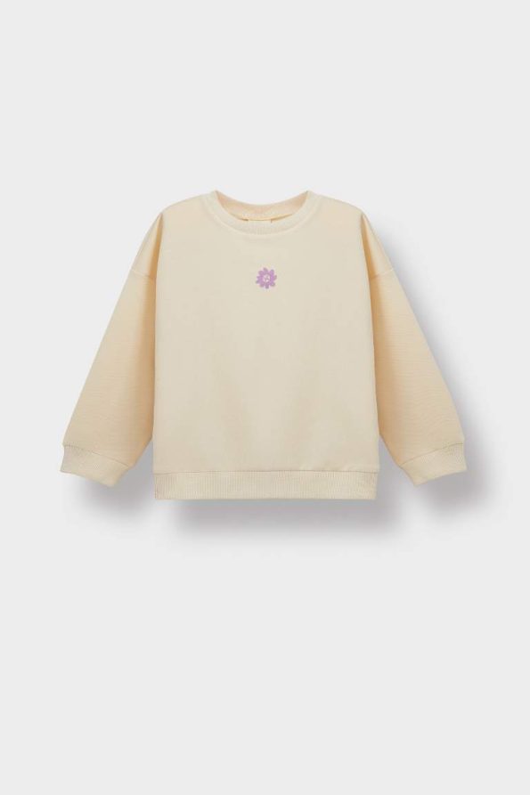 Girls' Floral Print Crew Neck Sweatshirt