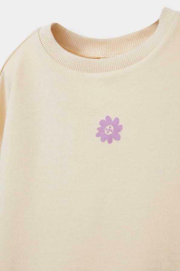 Girls' Floral Print Crew Neck Sweatshirt