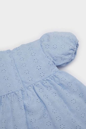 Girls' Baby 2-Piece Floral Short Sleeve Embroidered Dress and Panty Set