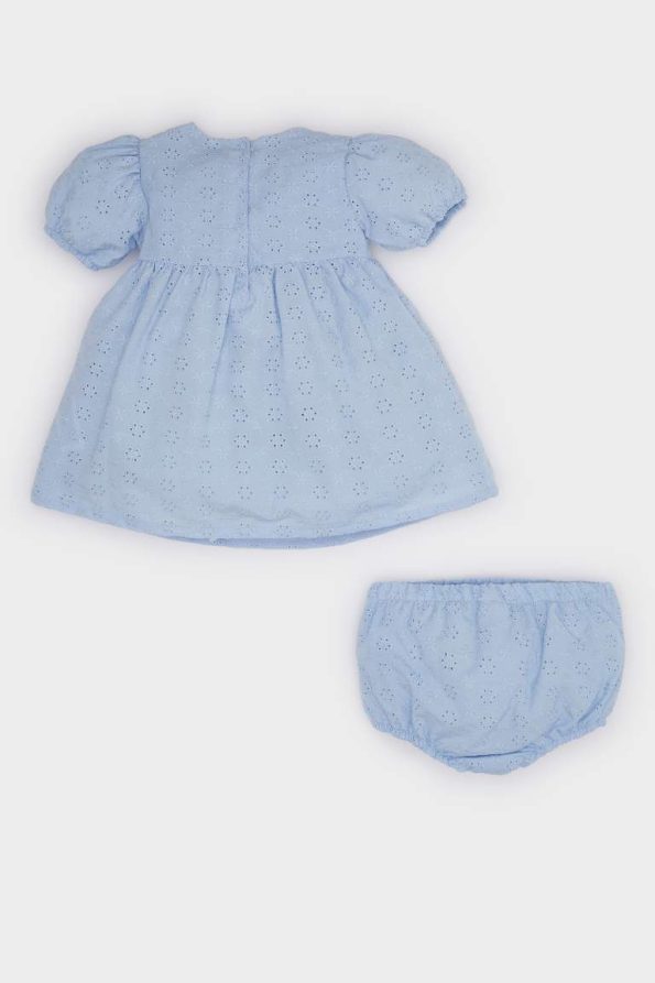 Girls' Baby 2-Piece Floral Short Sleeve Embroidered Dress and Panty Set