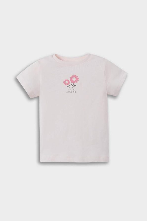 Girl's Baby 2-Piece Set Floral Short Sleeve T-Shirt and Overalls