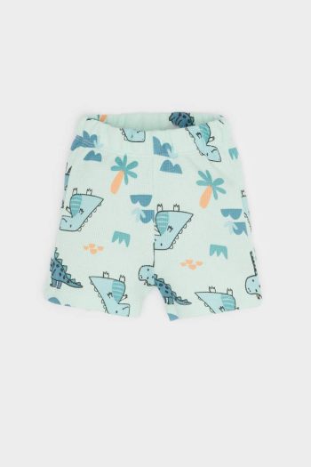 Boys' Dino Print Waffle 2-Piece Set with Short-Sleeve T-Shirt and Elastic Waist Shorts