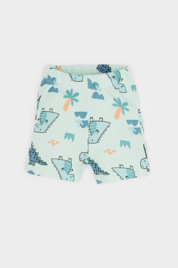 Boys' Dino Print Waffle 2-Piece Set with Short-Sleeve T-Shirt and Elastic Waist Shorts