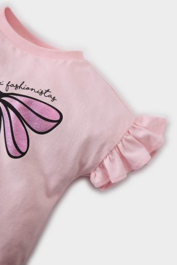 Girls' Short Sleeve Printed Crew Neck T-Shirt