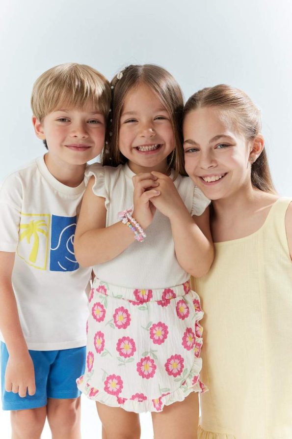 Girls' Baby 2-Piece Set Short Sleeve T-Shirt with Elastic Waist Floral Shorts
