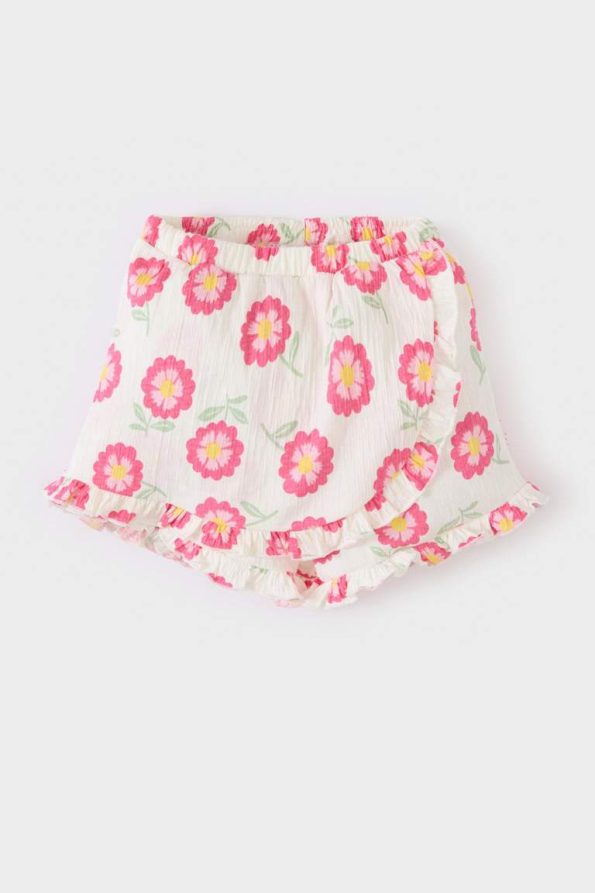 Girls' Baby 2-Piece Set Short Sleeve T-Shirt with Elastic Waist Floral Shorts