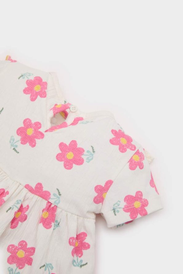 Girls' Baby 2-Piece Floral Short Sleeve Top and Elastic Waist Pants Set