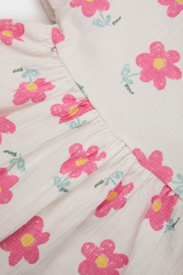 Girls' Baby 2-Piece Floral Short Sleeve Top and Elastic Waist Pants Set