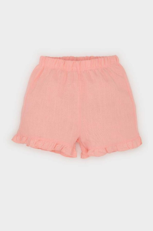 Flower Print Poplin Short Sleeve Top and Elastic Waist Shorts Set for Baby Girls