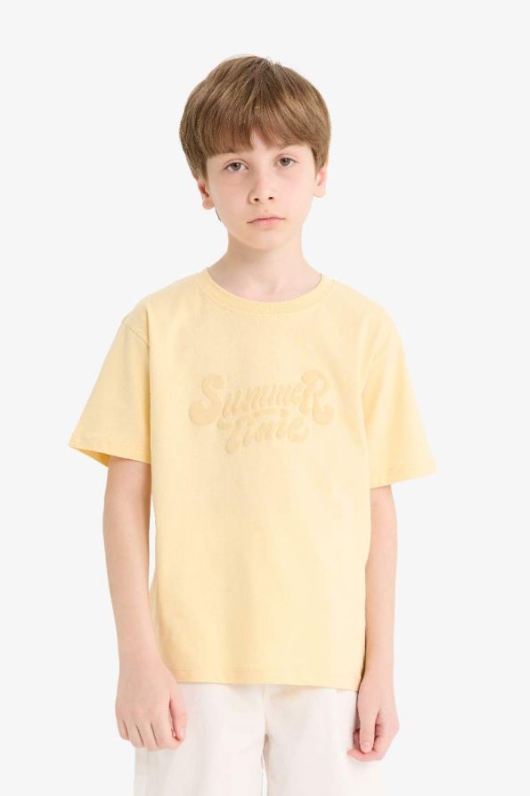 Boys' Short Sleeve Bike Neck Embroidered T-Shirt