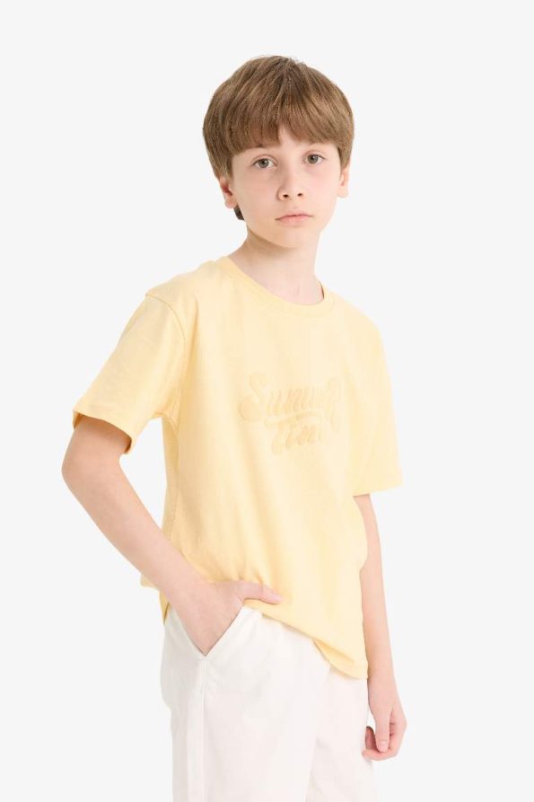 Boys' Short Sleeve Bike Neck Embroidered T-Shirt