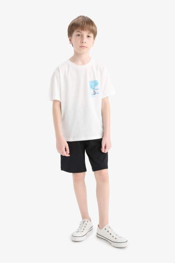 Boys' Short Sleeve Crew Neck T-Shirt with Back Print