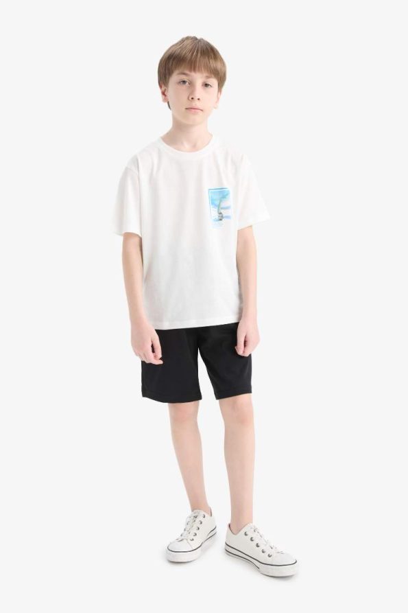 Boys' Short Sleeve Crew Neck T-Shirt with Back Print