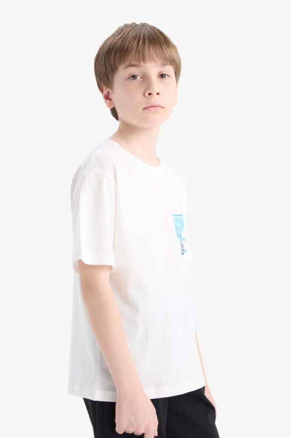 Boys' Short Sleeve Crew Neck T-Shirt with Back Print