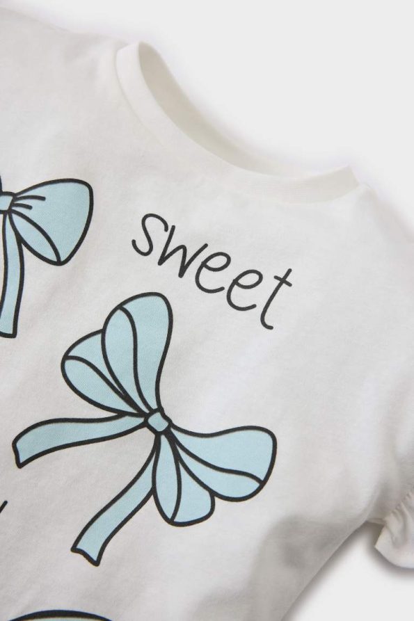 Girls' Baby 2-Piece Set with Printed Short-Sleeve T-Shirt and Tutu Skirt