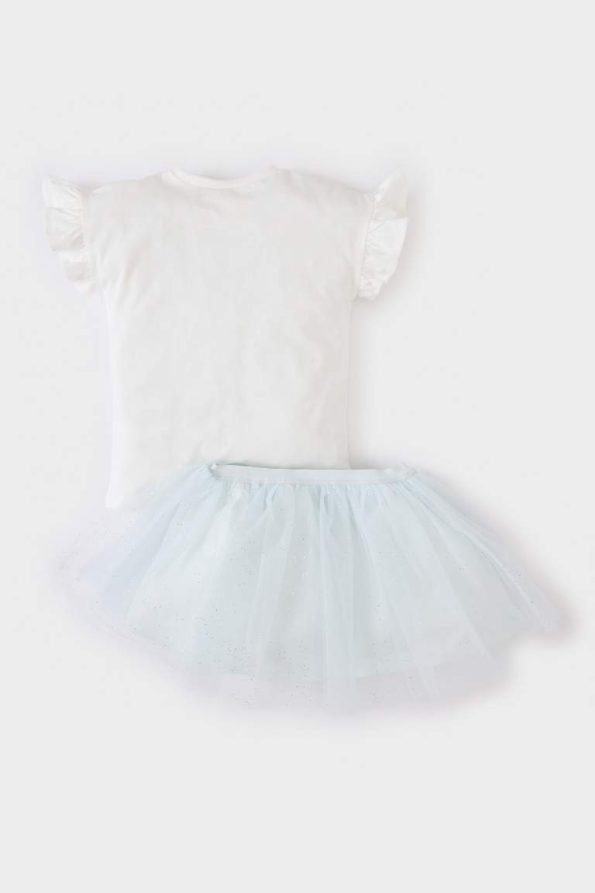 Girls' Baby 2-Piece Set with Printed Short-Sleeve T-Shirt and Tutu Skirt