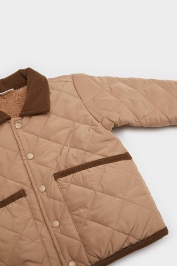 Boys' Waterproof Contrast Collar Snap Jacket