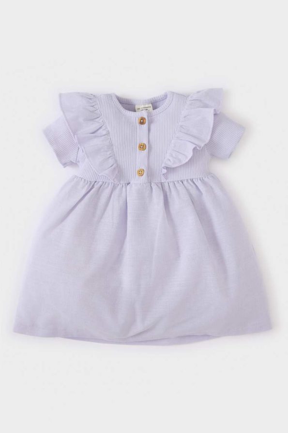 Girls' Short Sleeve Ribbed Summer Dress